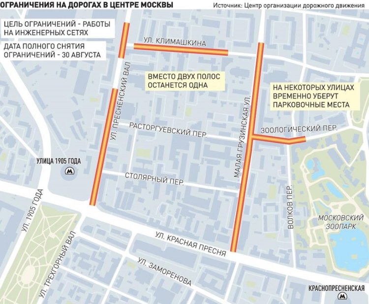 Центр Москвы перекрывают до осени Центр Москвы перекрывают до осени